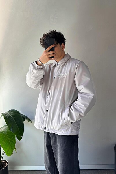 Flaw Wear Hardstone Nakışlı Gri Oversize Ceket