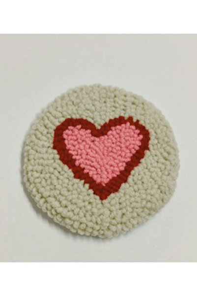 ETİK AKSESUAR 2-Piece Embroidered Car Coasters - Punch and Heart Patterned In...
