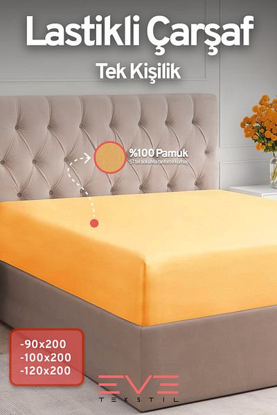 Eve Tekstil Fitted High Quality Combed Cotton Fabric Single Fitted Sheet
