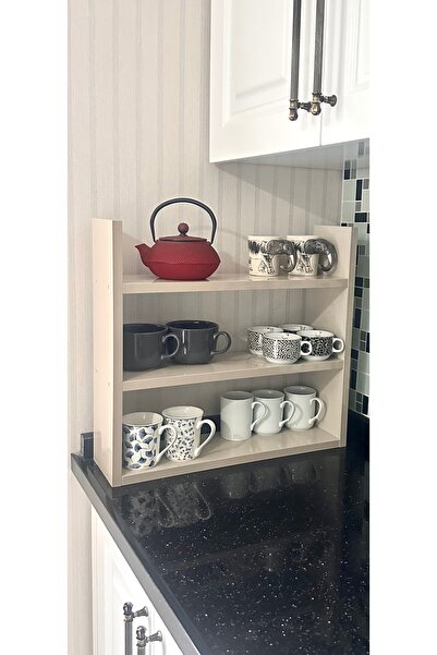 DEKOKAP Mdf Mutfak Rafı Fincanlık Duvar Rafı Kupalık Baharatlık