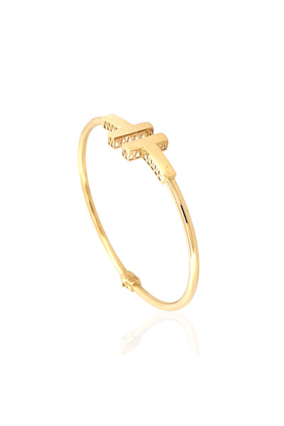 Altın Nesil 14 Ayar Çift Kol Taşsız T Model Kelepçe