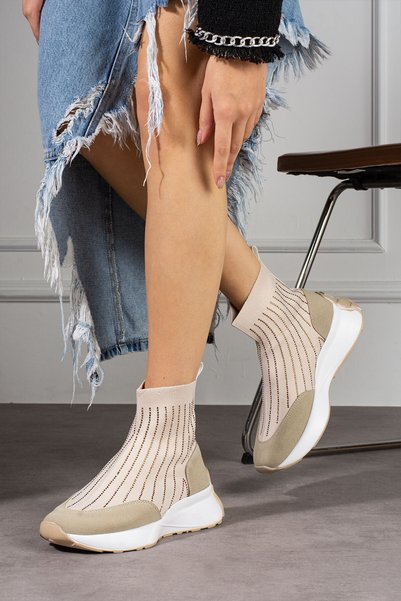 YAKUPLAR Tricotaj de damă Stone Socks Pantofi sport confortabili cu forum