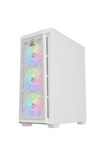 SHARX Case (R-200W) RAZORFIN ARGB ATX,4x120mm Fans,Glass Panel,Type C Dongle,USB 3.0/2.0,Power/Reset