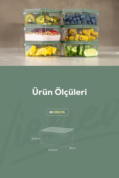 Vienev Green 6-Piece 350-ml Refrigerator - Freezer Organizer, Microwave and Freezer Convenient Storage Container