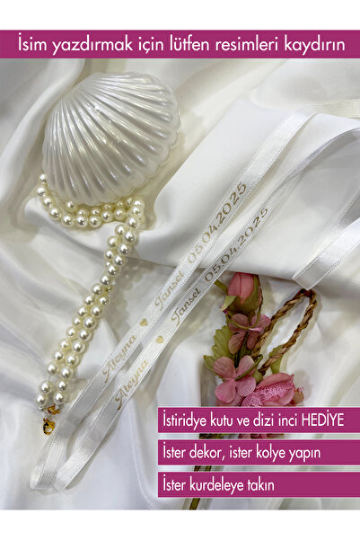 MasKEY Söz nişan kurdele seti dökülmeyen inci ve istiridye kutulu