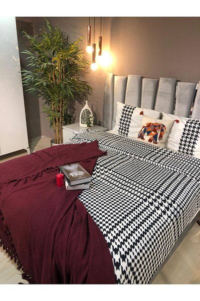 LUWİNO HOME Burgundy Verona Bedspread - Pique 200*230 cm