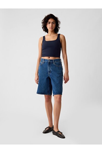 GAP Kadın Lacivert Compact Jersey Crop Atlet