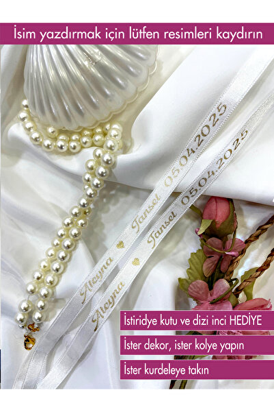 MasKEY İsim Baskılı Ve Inci Hediyeli Söz Nişan Yüzük Kurdelesi