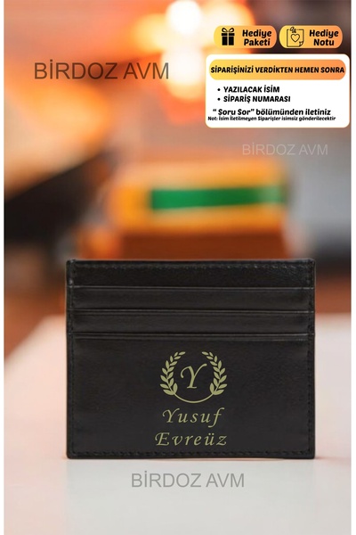 Personalized Name Letter Design Black Card Holder Gift
