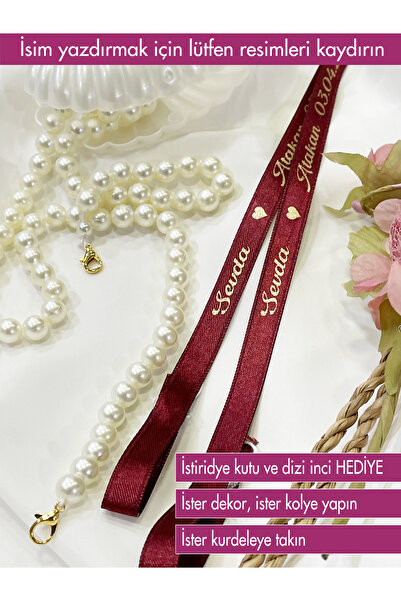 MasKEY İsim Baskılı Ve Inci Hediyeli Söz Nişan Yüzük Kurdelesi