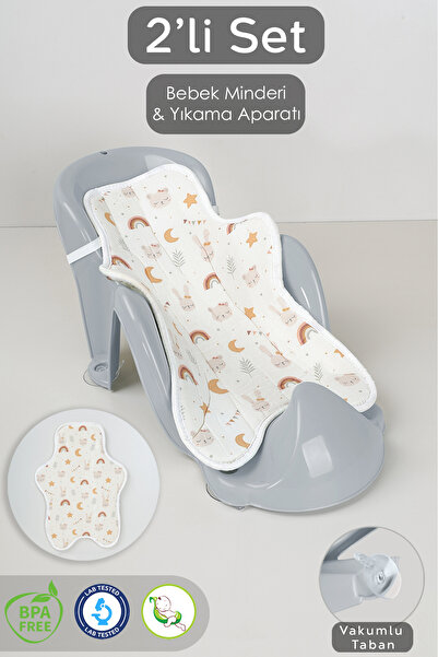 Meleni Baby 2'li Bebek Yıkama Aparatı ve Minder Seti - Vakumlu Küvet Oturağı,...