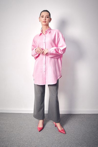 Fulla Moda Basic Oversize Linen Shirt