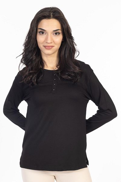 Mutlu City Bluză din bumbac pieptănat pentru mamă din Lycra cu model simplu de sezon nou 6484