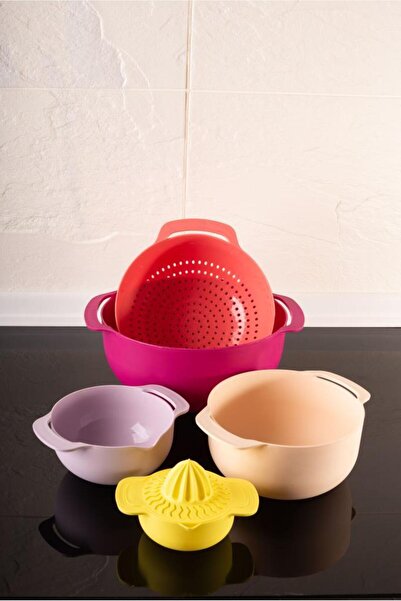 Flora Easy Mix Süzgeçli Karıştırma Kabı ve Limon Sıkacağı 6'lı Set