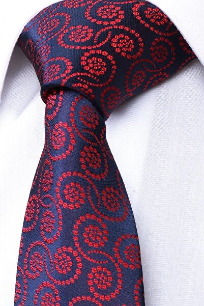 Esgue Χειροποίητη γραβάτα 7,5 εκ. Σκούρο Κόκκινο Ναυτικό Μπλε με μοτίβο