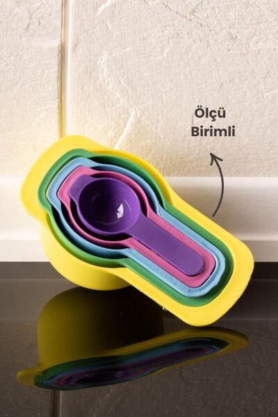 Flora Easy Mix 7 Parça Mini Karıştırma Kabı Seti - Ölçü Kaşığı Seti Turuncu