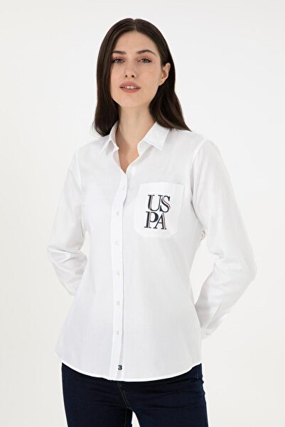 U.S. Polo Assn. Cămașă albă cu mânecă lungă pentru femei TEKSPOR194869.8
