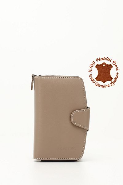GÖNDERİ(R) Genuine Leather Women's Wallet - Mink Brown, Model 06518