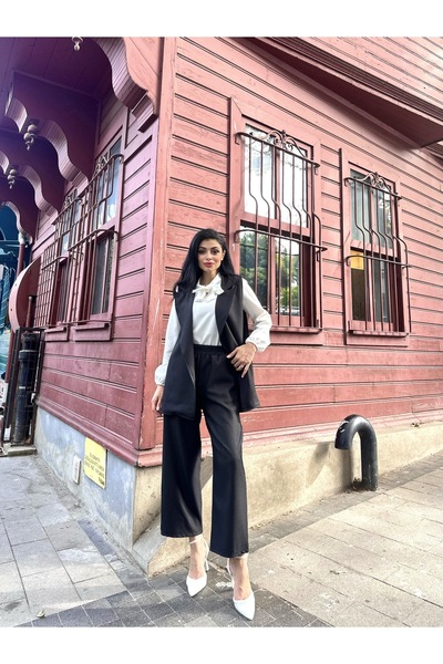 KÜÇÜĞÜM BUTİK Black Color Wool Effect Vest and Trousers (Vest-Pant)