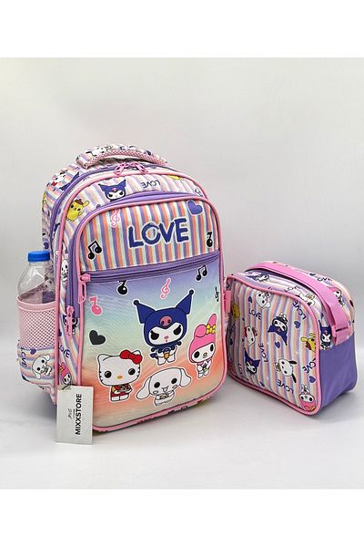 ms mixxstore Geantă ortopedică pentru școală primară cu model de caractere și suport pentru spate