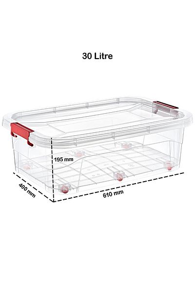 Smartware Muartshop Smart Box Storage Container with Wheels 30 Lt Transparent 871301