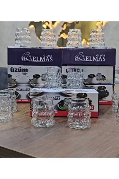 ALMARANDİ 6 Coffee Side Glasses with Grapes 5 cm Borosilicate Heat Resistant Handmade