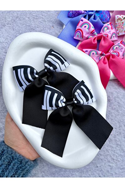 Toka Sepetim Piyano Desenli Kuyruklu Siyah Kurdele Toka 1 Çift