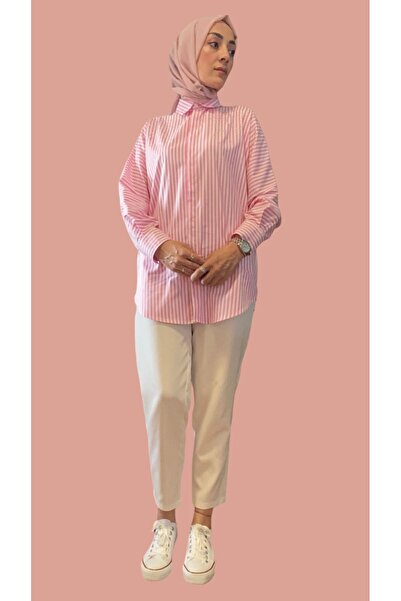 Gökkuşağı Bymn Model Lüx Kalite Taş Baskılı Çizgili Gömlek