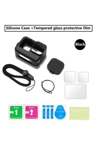 Choice NE-003 Silicone Case for GoPro Hero12 11 10 Black Tempered Glass Screen Protector Protective Film Le