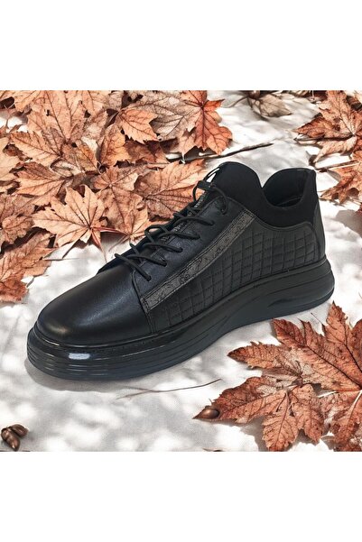 Voyager Чоловічі шкіряні кросівки - імпортна підошва, щоденні ортопедичні, чорні Taba 6160