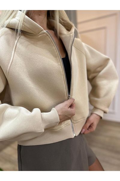 POODLE Women's Short Zippered Hooded Sweatshirt