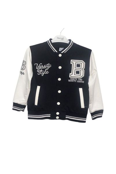 yagmurgiyim Glrb Deros Black 2ip Varsity Style Printed Unisex Copii College Jacket 1007172-s