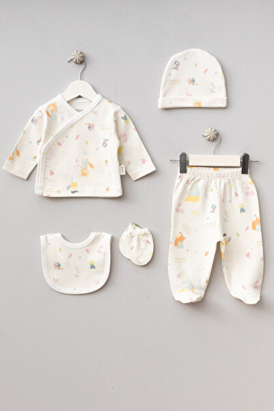 Bebitof Cute Forest Patterned 5 Piece Newborn Hospital Discharge Bodysuit Set