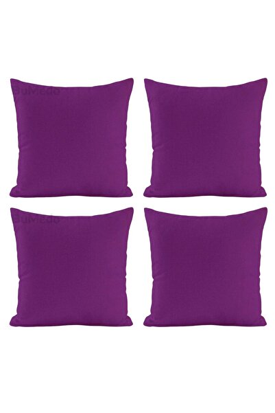 Bumedo Dekoratif 4'lü Kırlent Yastık Kılıfı Seti - 42 x 42 cm - Mor