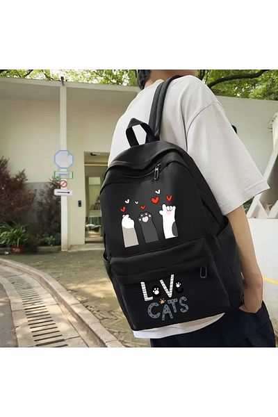 Touz Moda Love Cat Printed School, Σχολείο, Σακίδιο πλάτης μάθησης