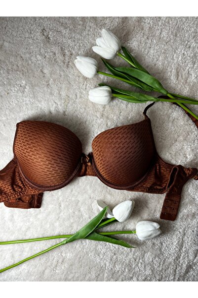 MİSTİRİK Blera Model Soft Textured Double Push up Casual Bra - Copper Color
