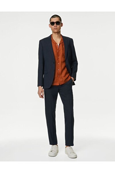 Marks & Spencer Regular Fit Kısa Kollu Keten Gömlek
