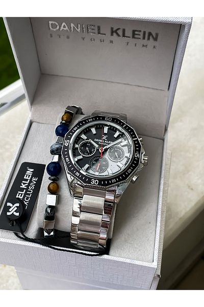 Daniel Klein Men's Wrist Watch - Brand Steel, All Functions Active, Watch+Bracelet Gift