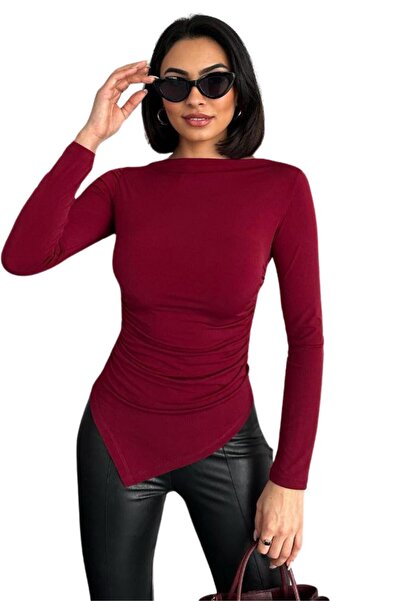 Moda Amore Асиметрична жіноча блуза - з довгими рукавами, тканина Sandy 065