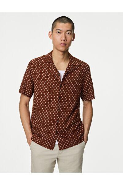 Marks & Spencer Regular Fit Kısa Kollu Keten Gömlek