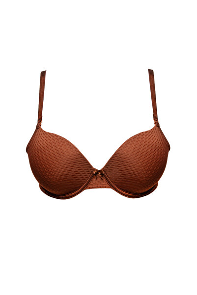 MİSTİRİK Blera Model Soft Textured Double Push up Casual Bra - Copper Color