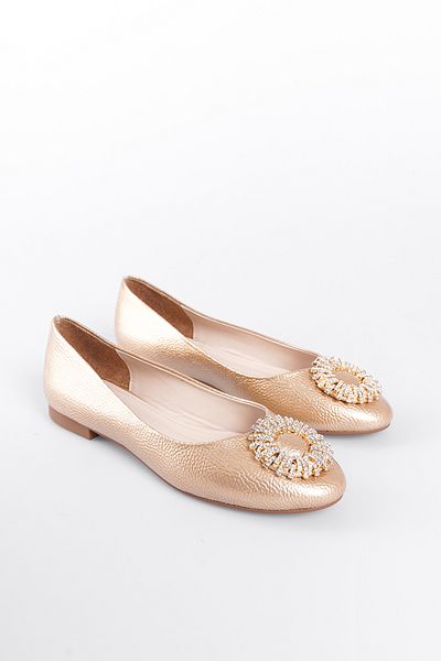 Capone Outfitters Damen-Ballerinas mit runder Steinschnalle
