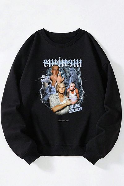 THEWERT Eminem Rap God Blue εμπριμέ γυναικεία/ανδρικά φούτερ από βαμβακερό λαιμόκοψη