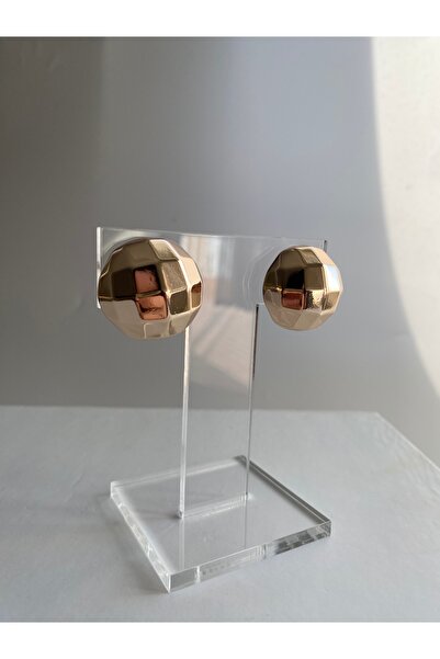 Atelier Licia Düğme Küpe- Altın Kaplama Asimetrik Küpe