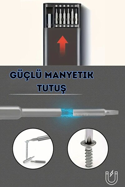 Buffer ® 25 Parça 24 farklı uçlu Mıknatıslı 25 in 1  Tornavida Seti