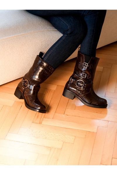 Munshoes Γυναικείες μπότες Alexis Crocodile