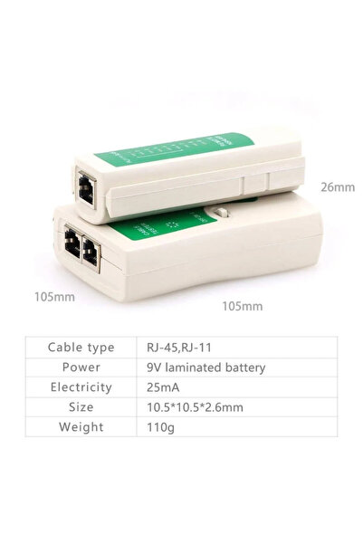 ANKTEK Rj45 Rj11  Network Test Cat internet Telefon Kablosu Test Aleti  (9V Pil Dâhil)