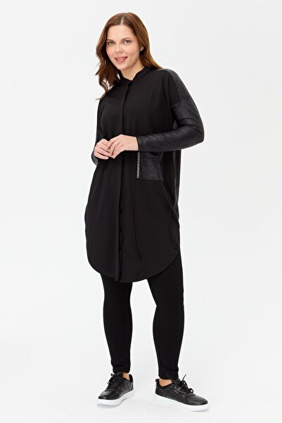accort Büyük Beden Cepli Tunik-SİYAH