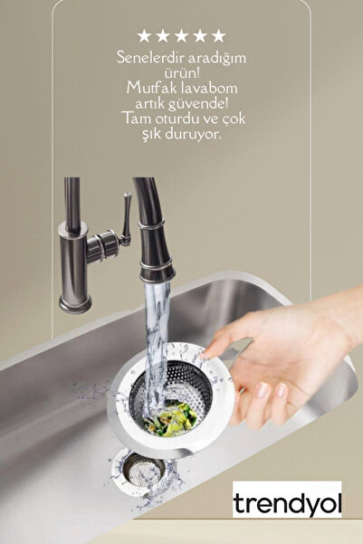 Kitchen Design Lab 11.5 Cm Büyük Boy Paslanmaz Çelik Lavabo Süzgeci - Evye Süzgeci 11.5 Cm