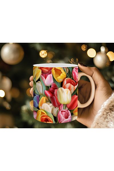 Evion Floral Pattern 3D Print Porcelain Mug Mug - Gift Mug - Printed Mug
